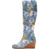 imageFSJ Women Comfortable Side Zipper Wedge High Heel Point Toe Fancy Pull On Ladies Fashion Winter Boot Size 415 USBlue Print