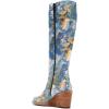 imageFSJ Women Comfortable Side Zipper Wedge High Heel Point Toe Fancy Pull On Ladies Fashion Winter Boot Size 415 USBlue Print
