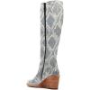 imageFSJ Women Comfortable Side Zipper Wedge High Heel Point Toe Fancy Pull On Ladies Fashion Winter Boot Size 415 USDenim