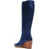 imageFSJ Women Comfortable Side Zipper Wedge High Heel Point Toe Fancy Pull On Ladies Fashion Winter Boot Size 415 USNavy