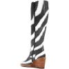 imageFSJ Women Comfortable Side Zipper Wedge High Heel Point Toe Fancy Pull On Ladies Fashion Winter Boot Size 415 USZebra