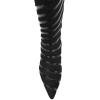 imageFSJ Women Fashion Pointed Toe Low Kitten Heel Knee High Boots Faux Fur Thread Comfort Winter Party Shoe with Side Zipper Size 415 USBlack