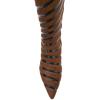 imageFSJ Women Fashion Pointed Toe Low Kitten Heel Knee High Boots Faux Fur Thread Comfort Winter Party Shoe with Side Zipper Size 415 USBrown