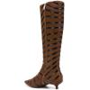 imageFSJ Women Fashion Pointed Toe Low Kitten Heel Knee High Boots Faux Fur Thread Comfort Winter Party Shoe with Side Zipper Size 415 USBrown