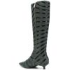 imageFSJ Women Fashion Pointed Toe Low Kitten Heel Knee High Boots Faux Fur Thread Comfort Winter Party Shoe with Side Zipper Size 415 USGreen