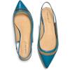 imageFSJ Women Leather Pointed Toe Low Heel Pumps Comfortable Slip on Slingback Flats Office Dress Shoes Size 412 USBlue