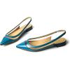 imageFSJ Women Leather Pointed Toe Low Heel Pumps Comfortable Slip on Slingback Flats Office Dress Shoes Size 412 USBlue