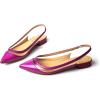 imageFSJ Women Leather Pointed Toe Low Heel Pumps Comfortable Slip on Slingback Flats Office Dress Shoes Size 412 USFushcia