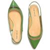 imageFSJ Women Leather Pointed Toe Low Heel Pumps Comfortable Slip on Slingback Flats Office Dress Shoes Size 412 USGreen