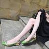 imageFSJ Women Leather Pointed Toe Low Heel Pumps Comfortable Slip on Slingback Flats Office Dress Shoes Size 412 USGreen