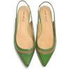imageFSJ Women Leather Pointed Toe Low Heel Pumps Comfortable Slip on Slingback Flats Office Dress Shoes Size 412 USGreen