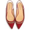 imageFSJ Women Leather Pointed Toe Low Heel Pumps Comfortable Slip on Slingback Flats Office Dress Shoes Size 412 USRed