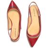 imageFSJ Women Leather Pointed Toe Low Heel Pumps Comfortable Slip on Slingback Flats Office Dress Shoes Size 412 USRed