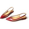 imageFSJ Women Leather Pointed Toe Low Heel Pumps Comfortable Slip on Slingback Flats Office Dress Shoes Size 412 USRed