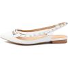 imageFSJ Women Leather Pointed Toe Low Heel Pumps Comfortable Slip on Slingback Flats Office Dress Shoes Size 412 USWhite