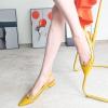imageFSJ Women Leather Pointed Toe Low Heel Pumps Comfortable Slip on Slingback Flats Office Dress Shoes Size 412 USYellow