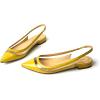 imageFSJ Women Leather Pointed Toe Low Heel Pumps Comfortable Slip on Slingback Flats Office Dress Shoes Size 412 USYellow