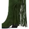 imageFSJ Women Mid Calf Fringe Boots Cowboy Pointed Toe Cowgirl Tassel Classic Western Thigh High Boot Wedge Chunky Stacked Heel Slip On Booties Size 415 USGreen