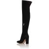 imageFSJ Women Over The Knee Chunky High Heels Stretch Thigh High Zipper Long Boot Winter Warm Shoes 415 USBlack