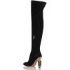 imageFSJ Women Over The Knee Chunky High Heels Stretch Thigh High Zipper Long Boot Winter Warm Shoes 415 USBlack Crystal