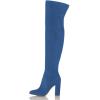 imageFSJ Women Over The Knee Chunky High Heels Stretch Thigh High Zipper Long Boot Winter Warm Shoes 415 USBlue