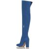 imageFSJ Women Over The Knee Chunky High Heels Stretch Thigh High Zipper Long Boot Winter Warm Shoes 415 USBlue