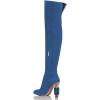 imageFSJ Women Over The Knee Chunky High Heels Stretch Thigh High Zipper Long Boot Winter Warm Shoes 415 USBlue Crystal