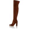 imageFSJ Women Over The Knee Chunky High Heels Stretch Thigh High Zipper Long Boot Winter Warm Shoes 415 USBrown