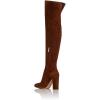 imageFSJ Women Over The Knee Chunky High Heels Stretch Thigh High Zipper Long Boot Winter Warm Shoes 415 USBrown