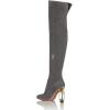 imageFSJ Women Over The Knee Chunky High Heels Stretch Thigh High Zipper Long Boot Winter Warm Shoes 415 USGrey Crystal