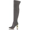 imageFSJ Women Over The Knee Chunky High Heels Stretch Thigh High Zipper Long Boot Winter Warm Shoes 415 USGrey Crystal