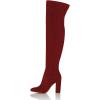 imageFSJ Women Over The Knee Chunky High Heels Stretch Thigh High Zipper Long Boot Winter Warm Shoes 415 USMaroon