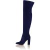 imageFSJ Women Over The Knee Chunky High Heels Stretch Thigh High Zipper Long Boot Winter Warm Shoes 415 USNavy