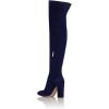imageFSJ Women Over The Knee Chunky High Heels Stretch Thigh High Zipper Long Boot Winter Warm Shoes 415 USNavy