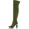 imageFSJ Women Over The Knee Chunky High Heels Stretch Thigh High Zipper Long Boot Winter Warm Shoes 415 USOlive Crystal