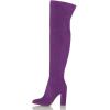 imageFSJ Women Over The Knee Chunky High Heels Stretch Thigh High Zipper Long Boot Winter Warm Shoes 415 USPurple
