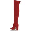 imageFSJ Women Over The Knee Chunky High Heels Stretch Thigh High Zipper Long Boot Winter Warm Shoes 415 USRed