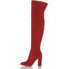 imageFSJ Women Over The Knee Chunky High Heels Stretch Thigh High Zipper Long Boot Winter Warm Shoes 415 USRed