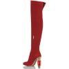 imageFSJ Women Over The Knee Chunky High Heels Stretch Thigh High Zipper Long Boot Winter Warm Shoes 415 USRed Crystal