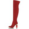 imageFSJ Women Over The Knee Chunky High Heels Stretch Thigh High Zipper Long Boot Winter Warm Shoes 415 USRed Crystal