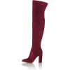 imageFSJ Women Over The Knee Chunky High Heels Stretch Thigh High Zipper Long Boot Winter Warm Shoes 415 USWine