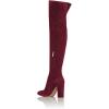 imageFSJ Women Over The Knee Chunky High Heels Stretch Thigh High Zipper Long Boot Winter Warm Shoes 415 USWine
