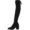 imageFSJ Women Overknee Thigh High Almond Toe Boots Chunky Mid Heel Laceup Pumps Winter Date ShoesBlack