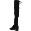 imageFSJ Women Overknee Thigh High Almond Toe Boots Chunky Mid Heel Laceup Pumps Winter Date ShoesBlack