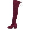 imageFSJ Women Overknee Thigh High Almond Toe Boots Chunky Mid Heel Laceup Pumps Winter Date ShoesMedium Violet Red
