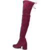imageFSJ Women Overknee Thigh High Almond Toe Boots Chunky Mid Heel Laceup Pumps Winter Date ShoesMedium Violet Red