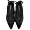 imageFSJ Womens Pointed Toe Flat Pumps Low Heel Slip on Loafers with Adjustable Bowknot Casual Formal Dress ShoesBlack