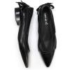 imageFSJ Womens Pointed Toe Flat Pumps Low Heel Slip on Loafers with Adjustable Bowknot Casual Formal Dress ShoesBlack