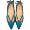 imageFSJ Womens Pointed Toe Flat Pumps Low Heel Slip on Loafers with Adjustable Bowknot Casual Formal Dress ShoesBlue