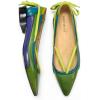 imageFSJ Womens Pointed Toe Flat Pumps Low Heel Slip on Loafers with Adjustable Bowknot Casual Formal Dress ShoesGreen
